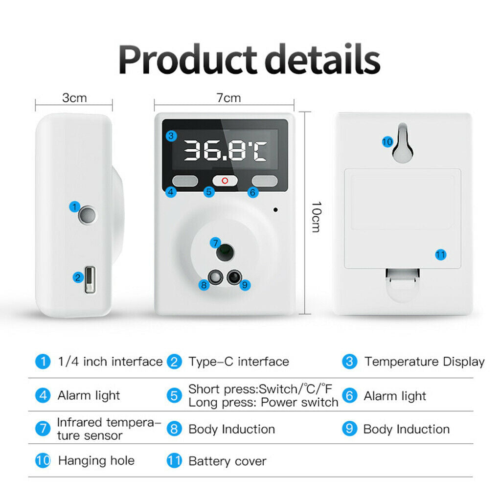 Wall-Mounted Infrared Thermometer with Alarm for Offices Factories Shops School