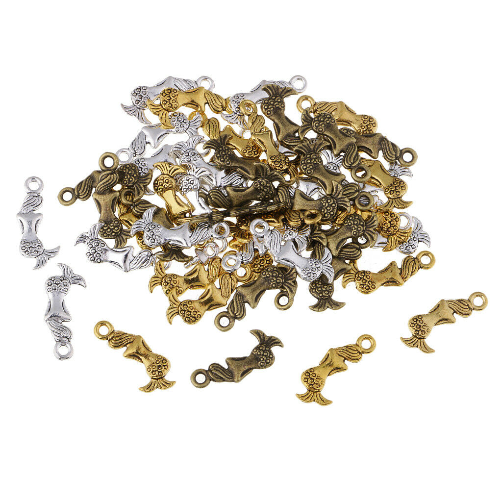 50Pcs Mermaid Charms Pendants DIY for Jewelry Making Crafting Finding Gifts