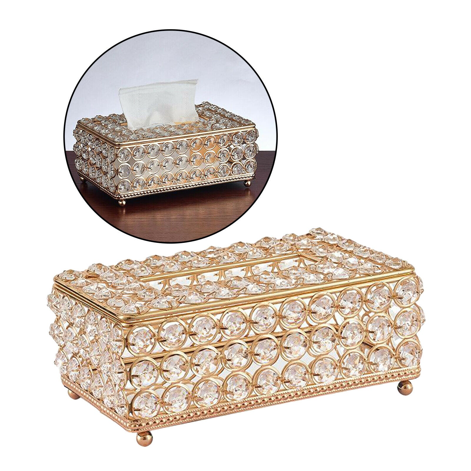Tissue Box Napkin Holder for Living Room Hotel Home Bar Car Decor Golden