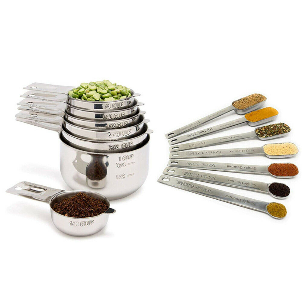 13Pcs Stainless Steel Measuring Cups & Measuring Spoons Set 7 Cups & 6 spoons