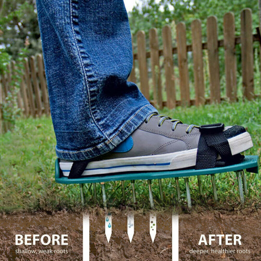 1 Pair Grass Spiked Gardening Walking Revitalizing Lawn Aerator Cultivator Yard