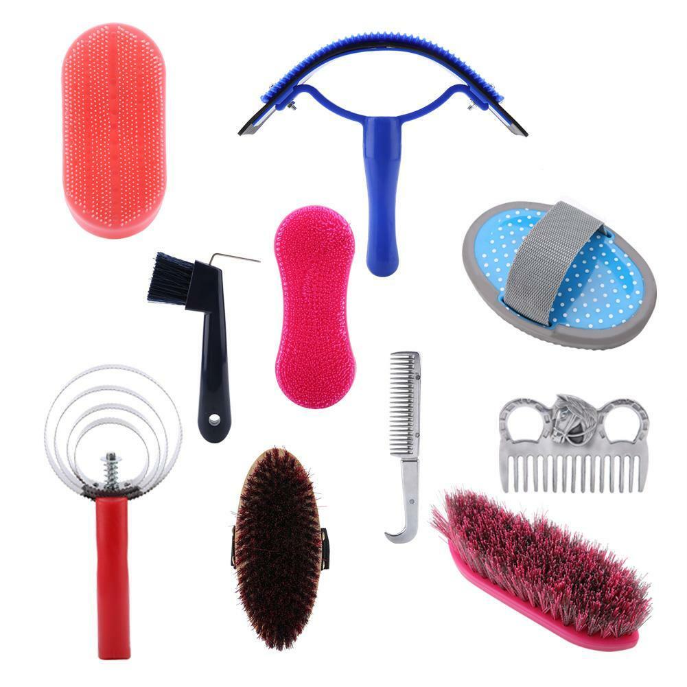 10pcs Horse Grooming Supplies Kit Brush Comb Horse Care Tool with Storage Bag