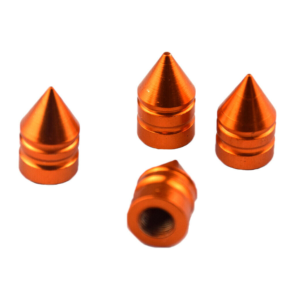 8 Pieces Aluminum Tire/Rim Valve/Wheel Spike Cover Stems Cap Orange