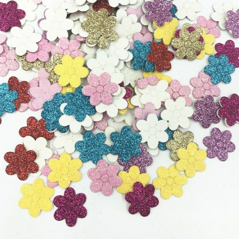 100pcs Sequins Flowers Felt Appliques Mixed Colors scrapbooking Crafts 20mm