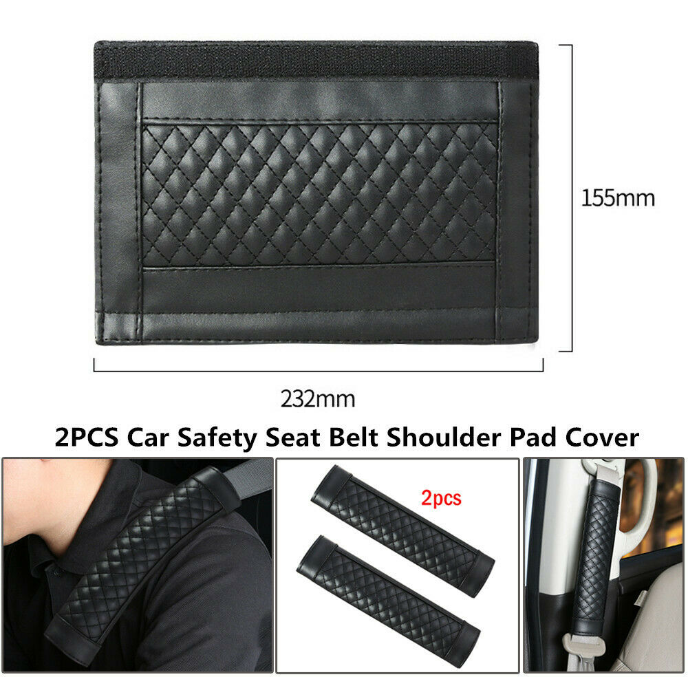 2PCS Car Safety Seat Belt Shoulder Pad Cover Auto Cushion Harness Pad PU Leather