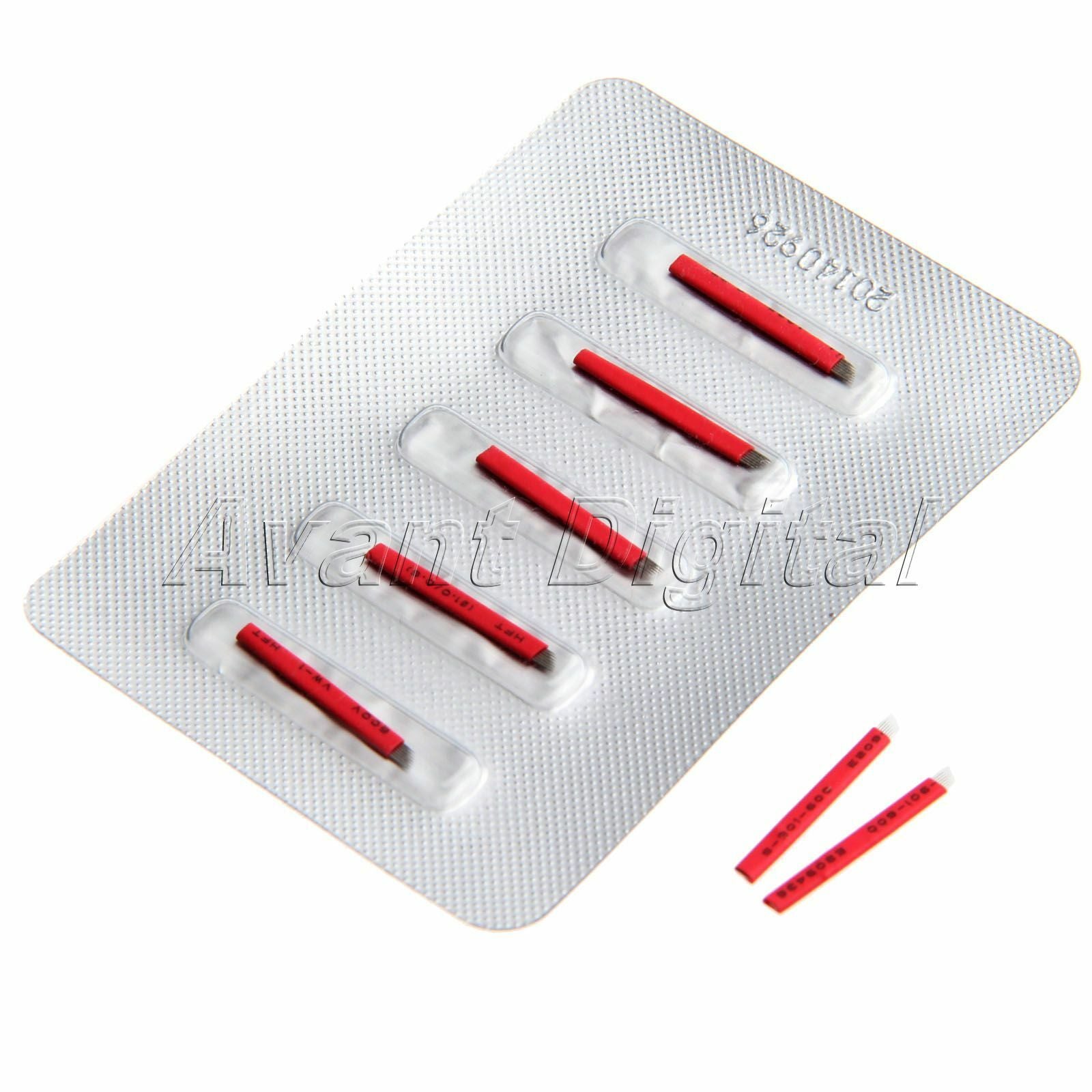 5PCS Red Microblading Pen Tattoo Needle Blades 7 Pin  Eyebow Permanent Makeup