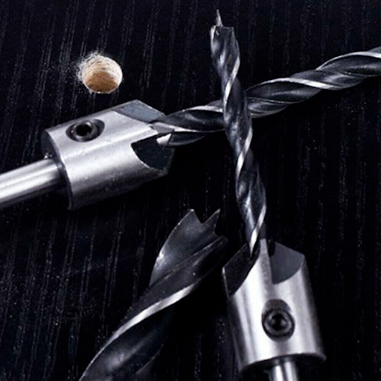 4x Countersink Drill Bit Set Hex Shank HSS Woodworking Pilot-Screw Holes Set