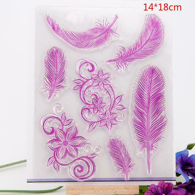 Clear Feather Transparent Stamp DIY Craft Silicone Rubber Scrapbooking Decor