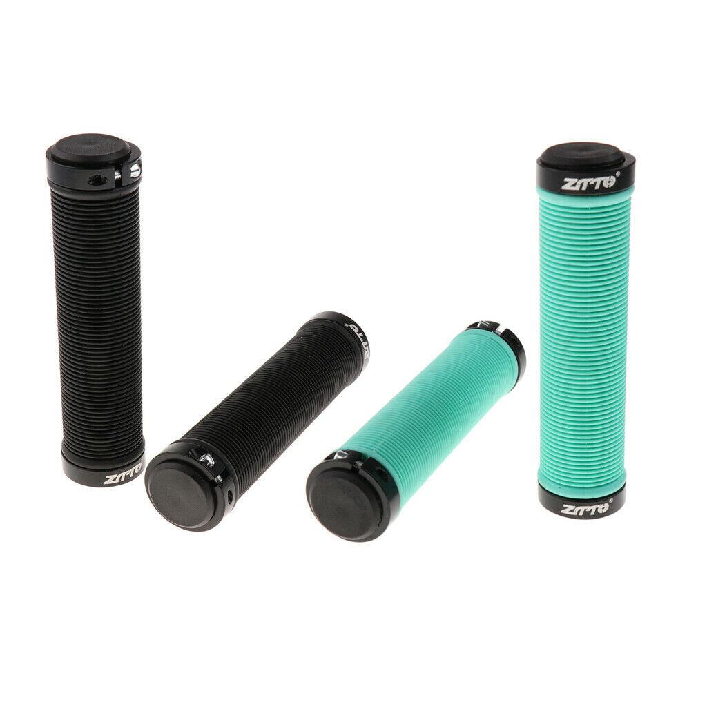 2Pairs Bike Handlebar Grips Silicone Lock on Ergonomics Damping Grips&Ends