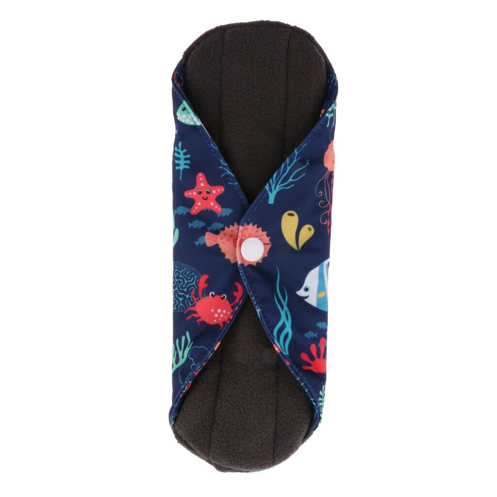 2 Pack Reusable Cloth Menstrual Pads Bamboo Charcoal Sanitary Napkins Women