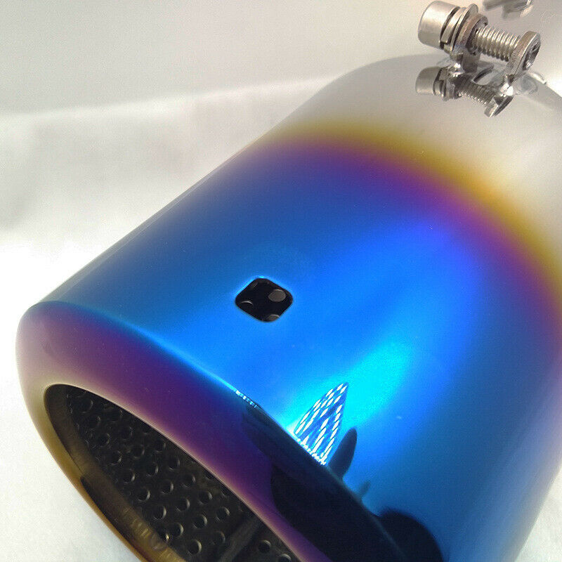 Car 63mm/2.48 inch Roasted Blue Exhaust Tail Throat Muffler Stainless Steel Pipe