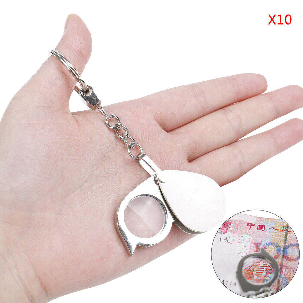Loupe Folding Pocket 10X Magnifier Loupe Magnifying Glass Lens With Keychain TL