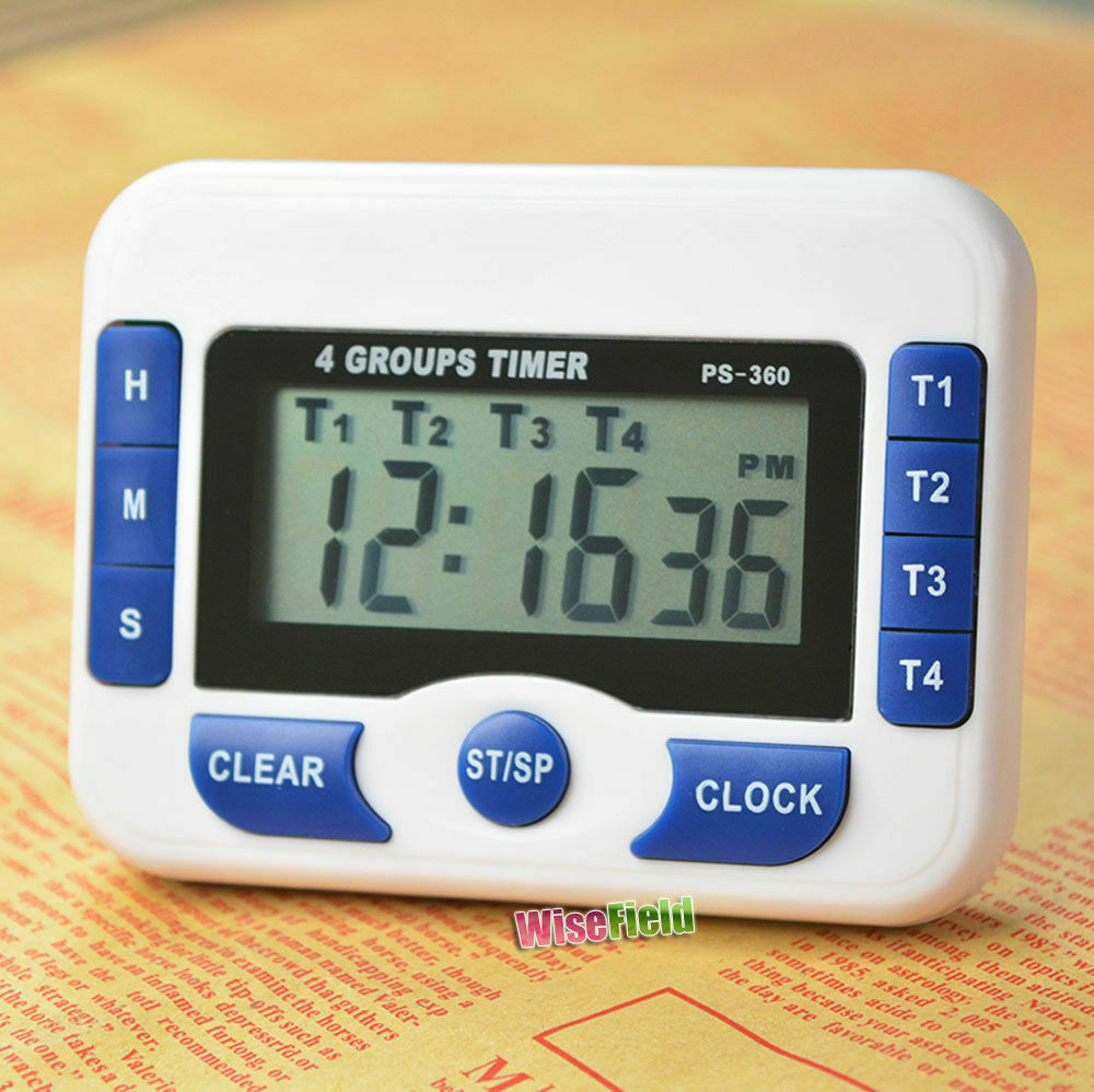 Digital 4 Group Channel 99hr59min w/4 Independant Count Down Clock Timer