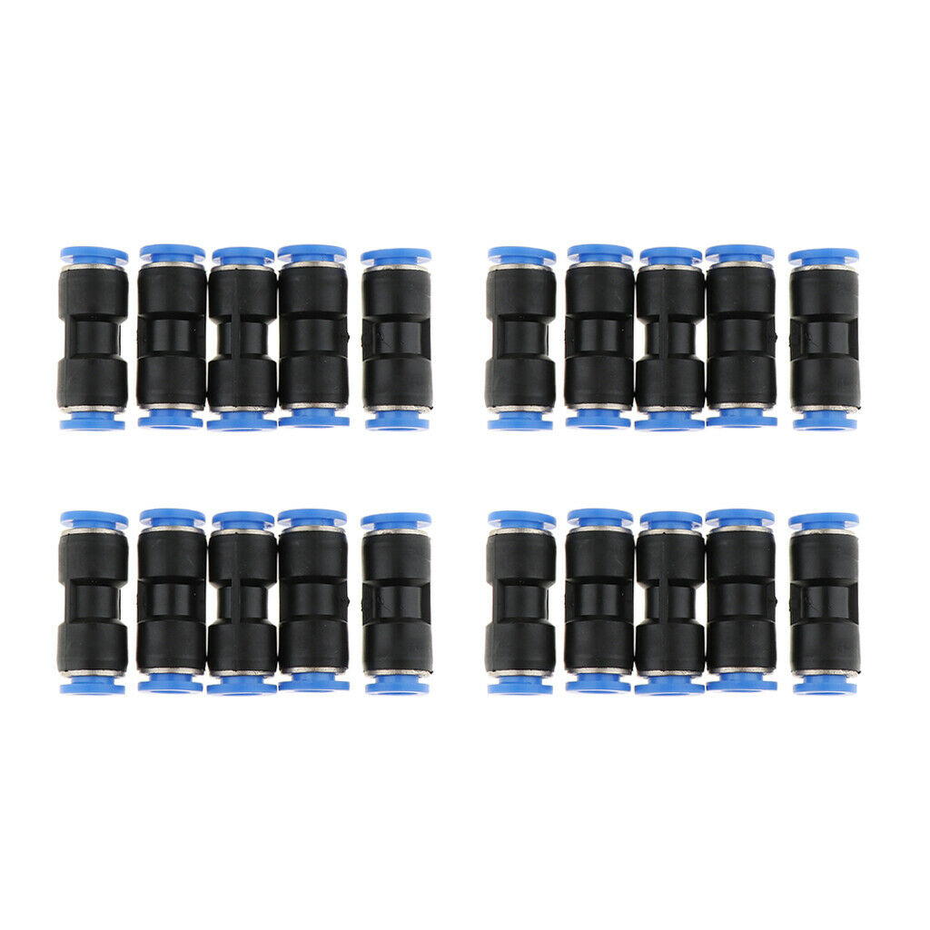 60x Quick Push In Fitting Connector Air Water Hose Tube Adapter 4-8mm Black