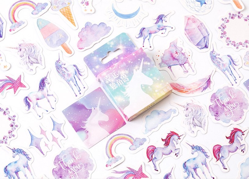 46Pcs/pack Cartoon Unicorn Scrapbooking Stickers Scrapbooking Embellishments