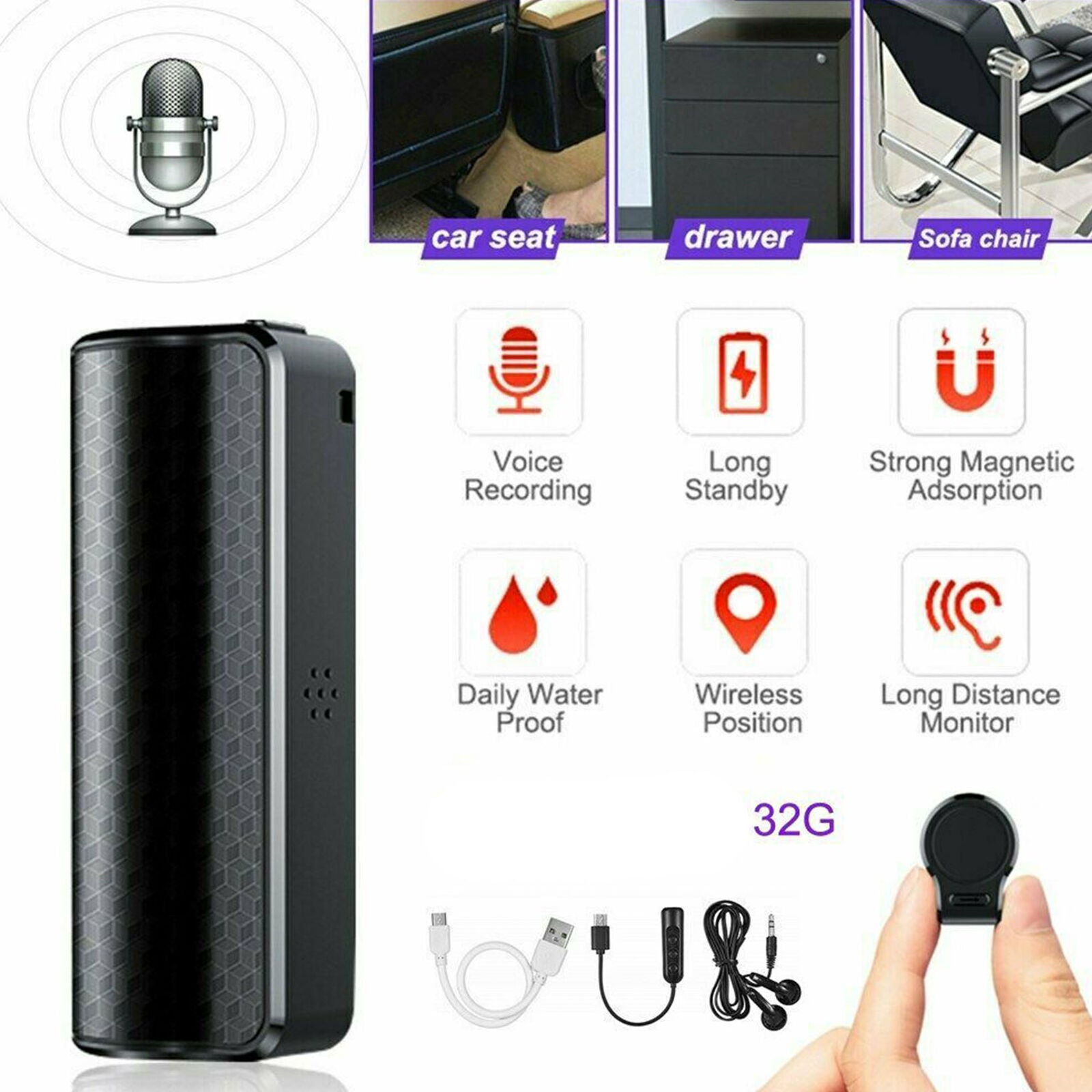 MP3 Magnetic Recording Device Voice Activated Mini Audio Recorder Q70 4~32GB