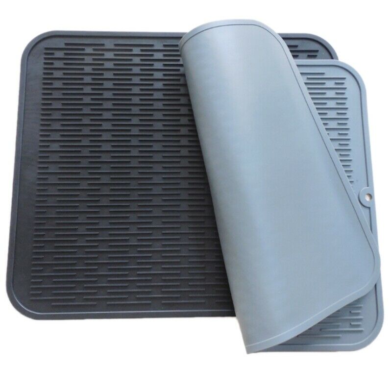 Large Multifunctional Silicone Placemat Dish Drying Mat Kitchen Draining TableI1