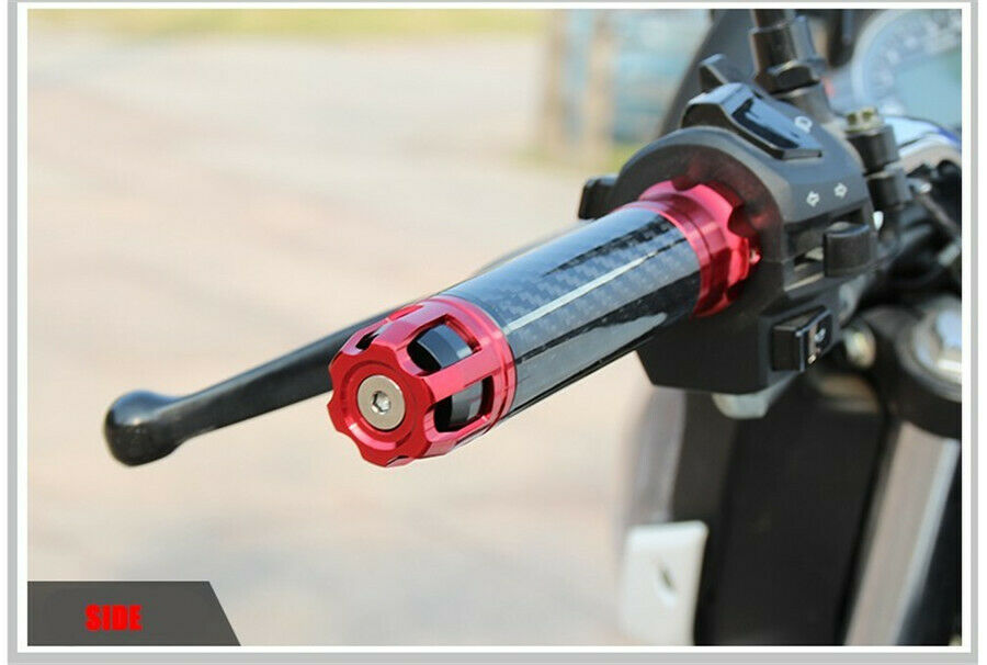Carbon Fiber 7/8 "  Motorcycle Handlebar Hand Grips Red & Black 22mm