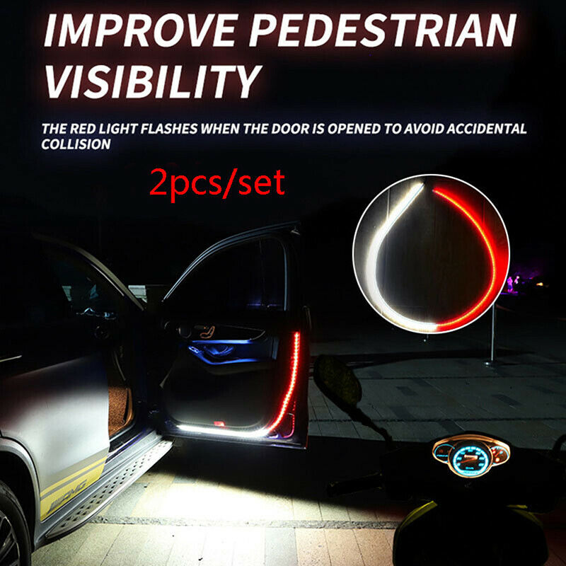 2X Anti-collision Car Door Strip Opened Warning Lamp Flashing Signal LED LigBDA