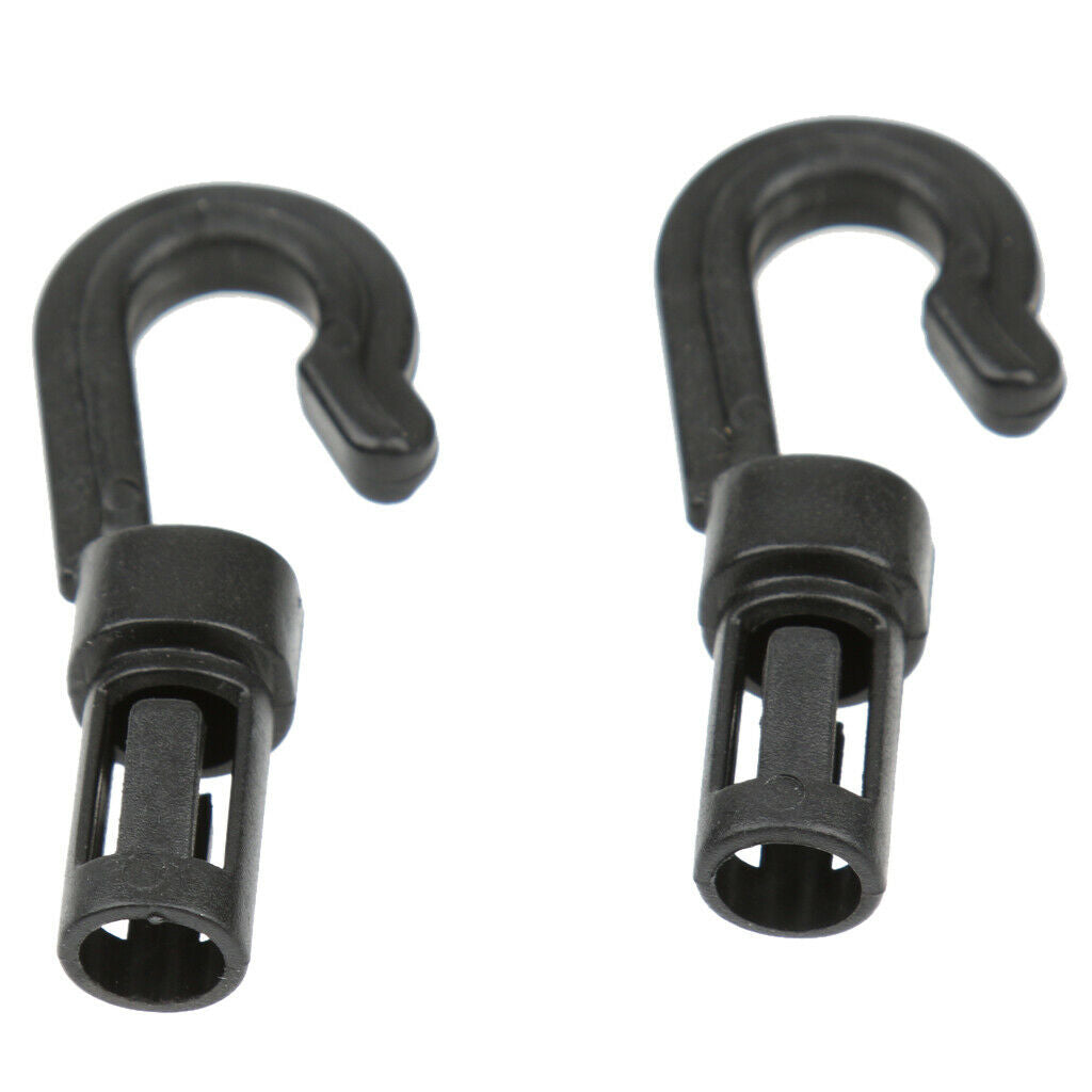 10pcs Black J Shape Bungee Hooks Cord Snaps Accessory for Boat Kayak Canoe