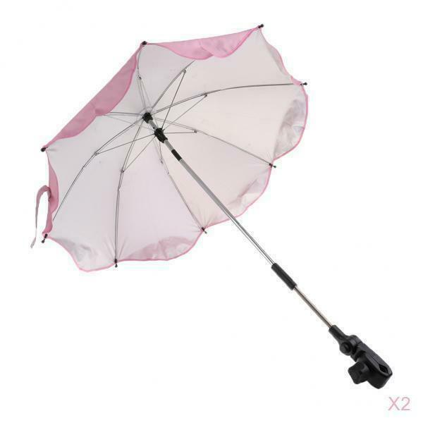 2 Pieces Pink  Beach Sunshade Shelter All-weather Waterproof Umbrella with Safe