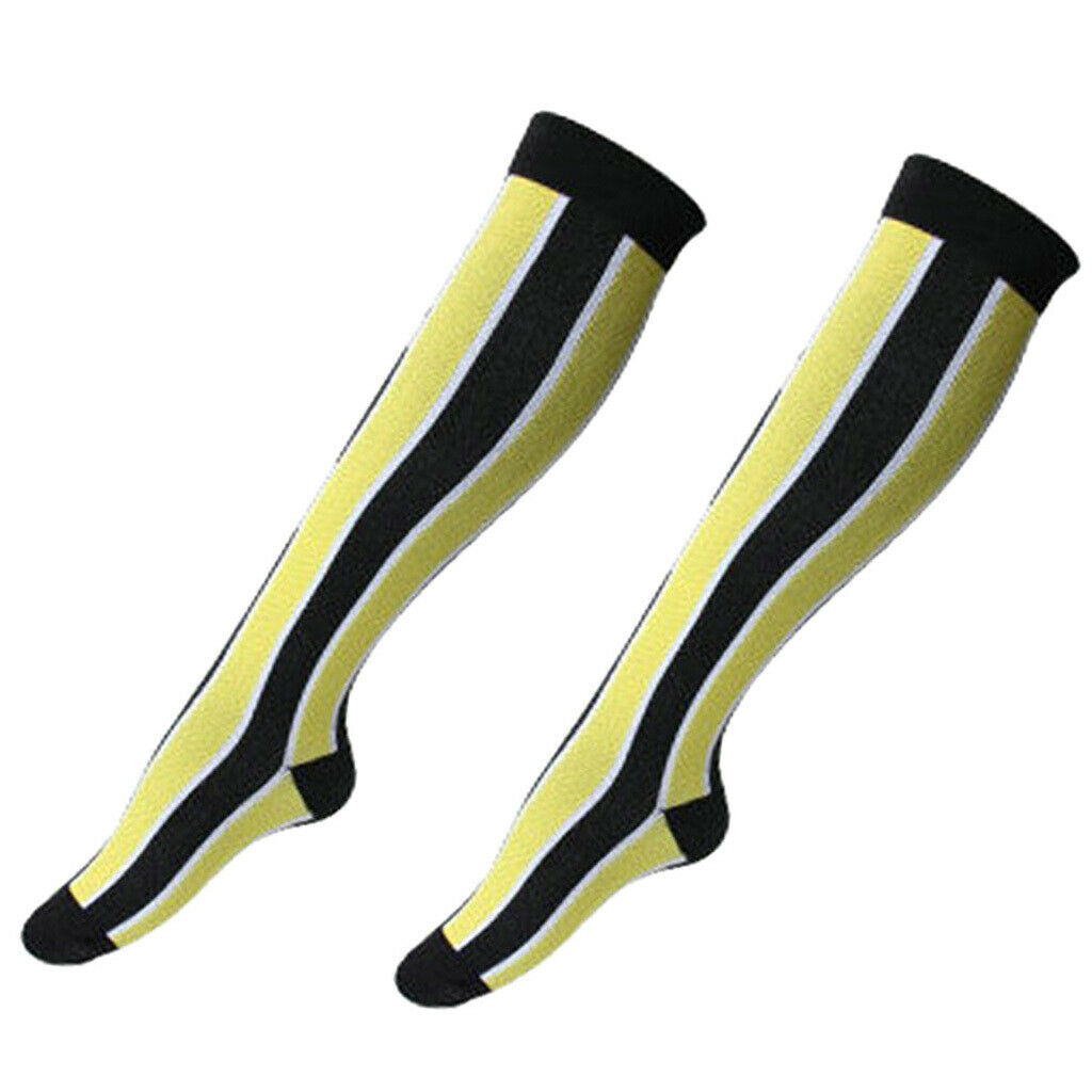 Women Running Jogging Long Sleeves Compression Socks Black Yellow M S