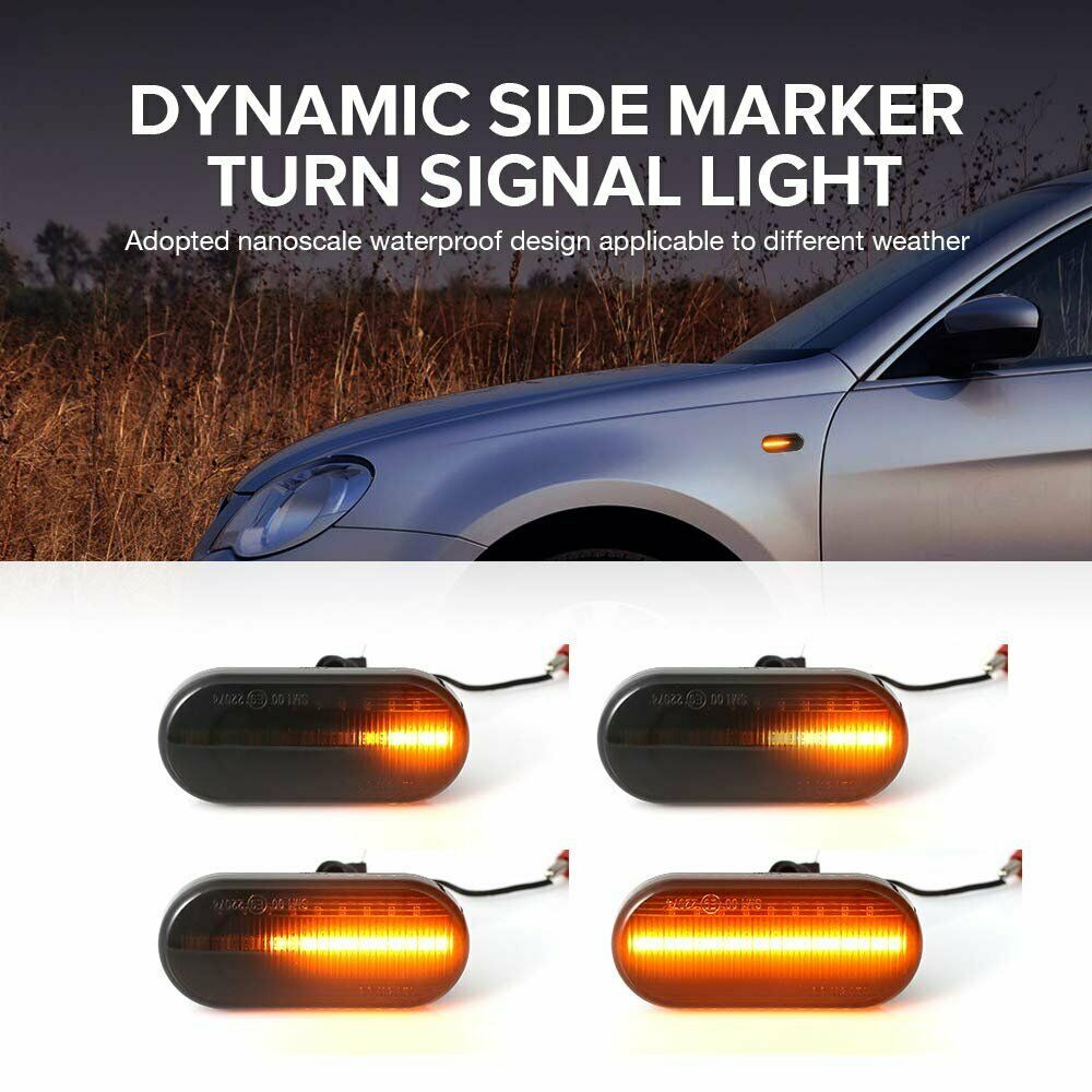 2X Smoked Sequential LED Side Marker signal Light Bulb for VW MK4 Jette Beetle