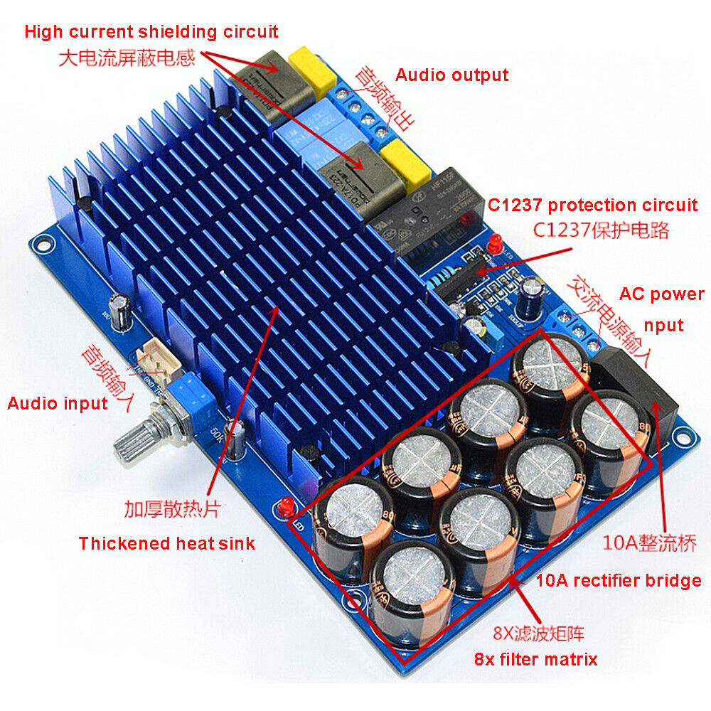 Class D TDA8954 Dual-Channel HIFi Digital Fever Power Amplifier Board 210W+210W