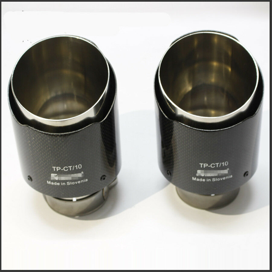 100% Real Carbon Fiber Exhaust Tips 63mm Inlet/114mm outlet Car Muffler Pipe 1X