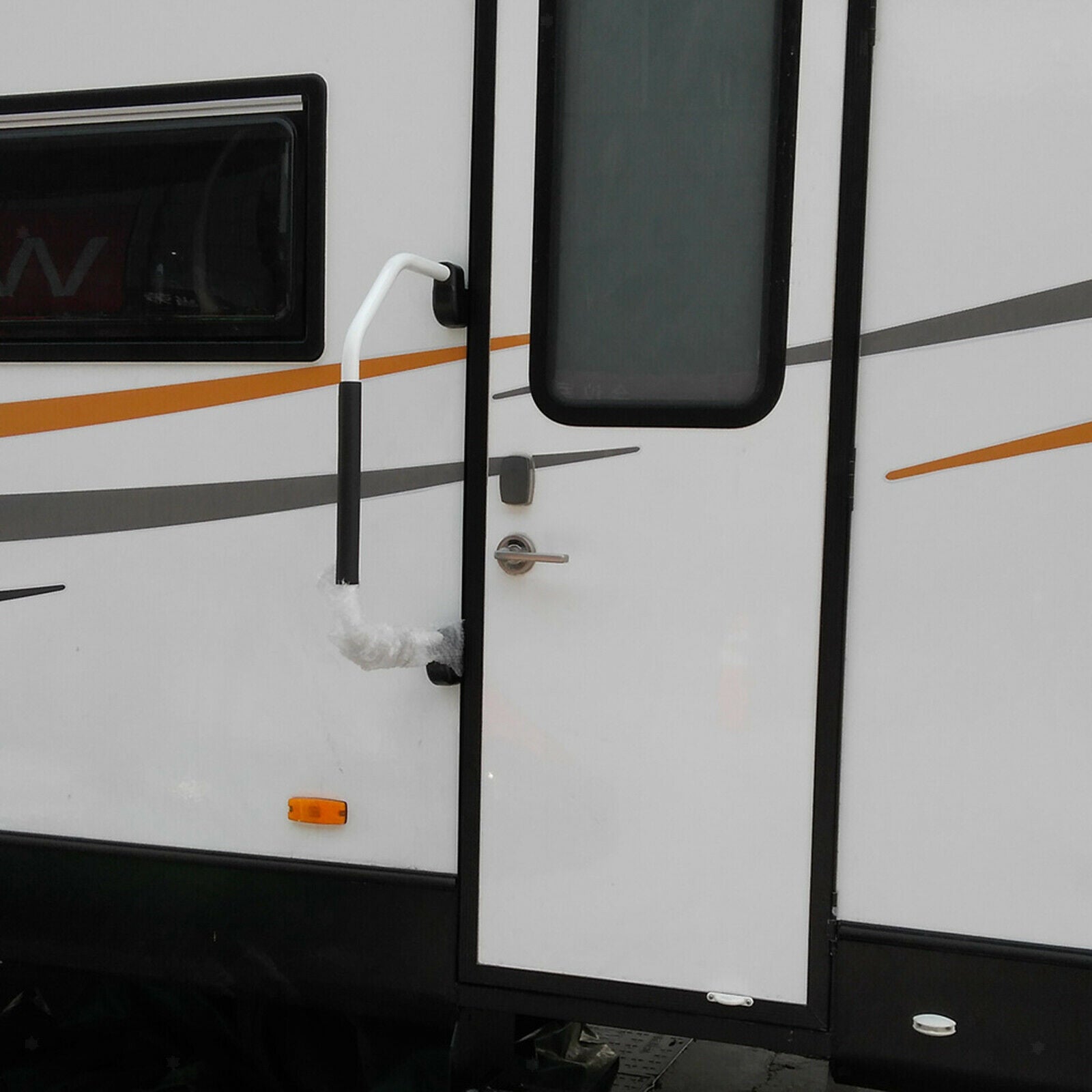 Metal Folding Lend-A Handle Assist Bar for RV Boats Camper w/Foam Grip White