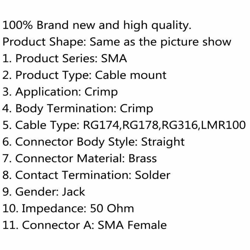 10Pcs SMA Female Jack Center Nut Bulkhead Crimp For RG174 RG316 LMR100 RF