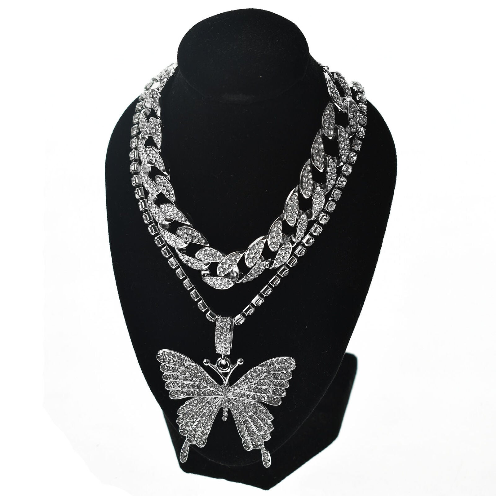 Fashion Butterfly Necklace Pendant Clavicle Choker Crystal Chain Women Jewelry