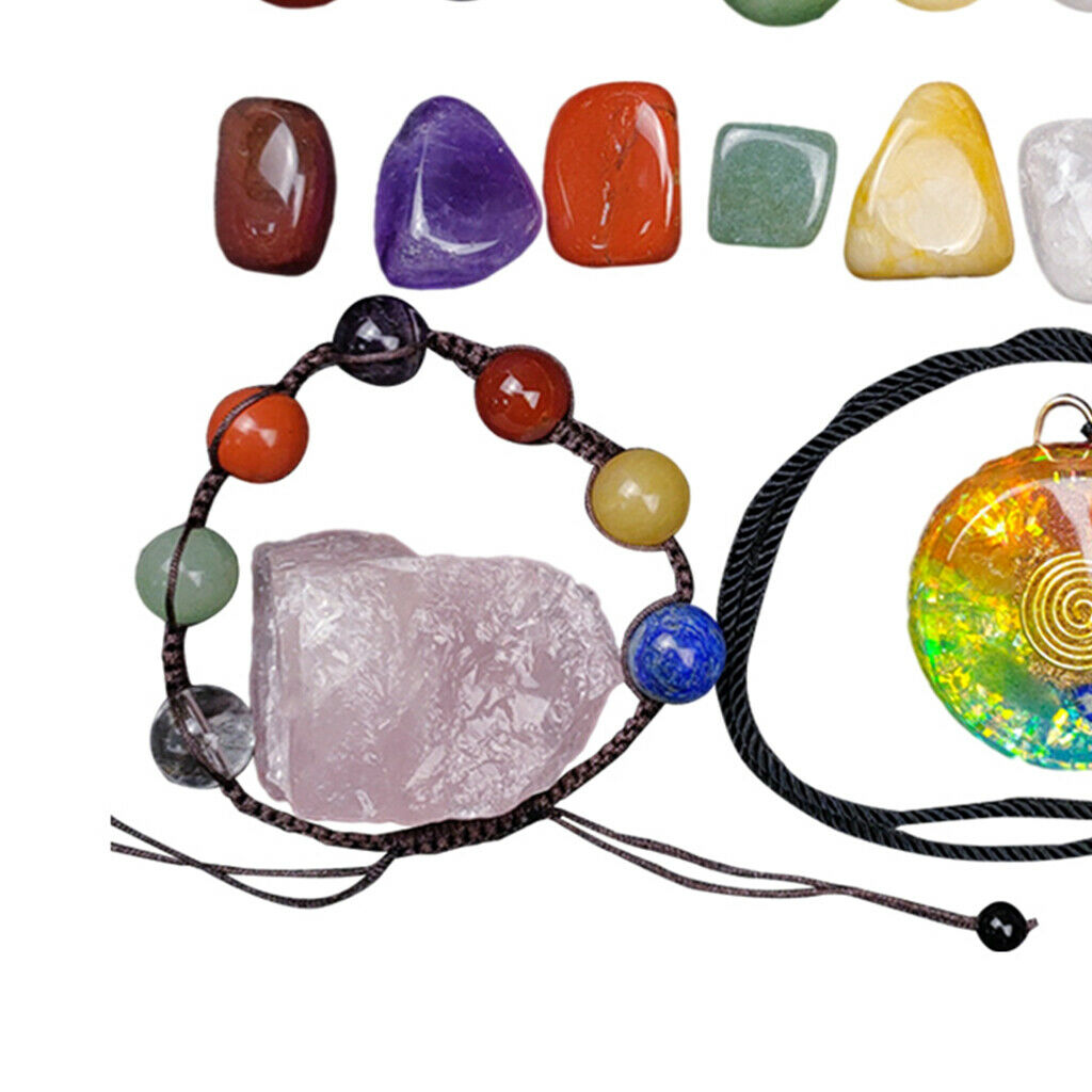 Rough Stone Tiger Eye Fluorite with Necklace Balancing Home Ornament