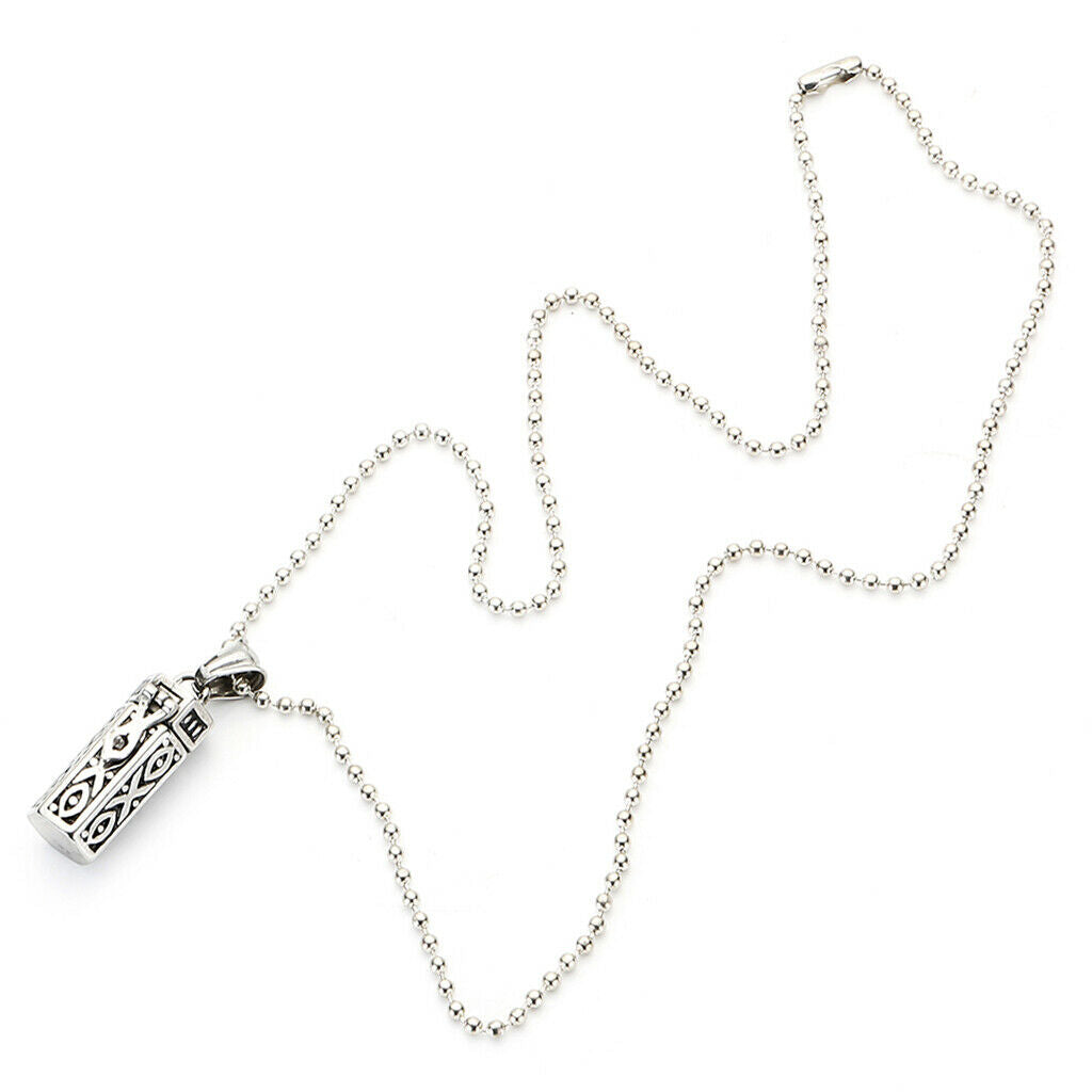 Stainless Steel Hexagon Pillar Pendant Women Man Necklace Ash Urn
