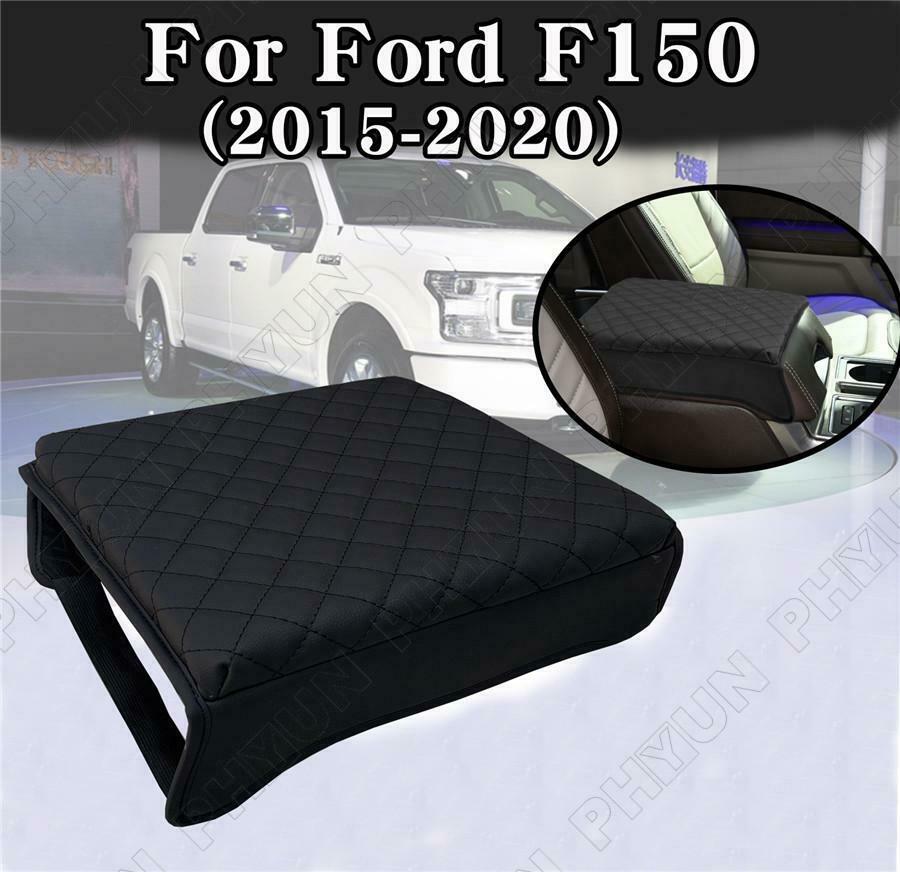 Black Armrest Box Cover Center Console Pad For Ford F150 2015-2020 Waterproof