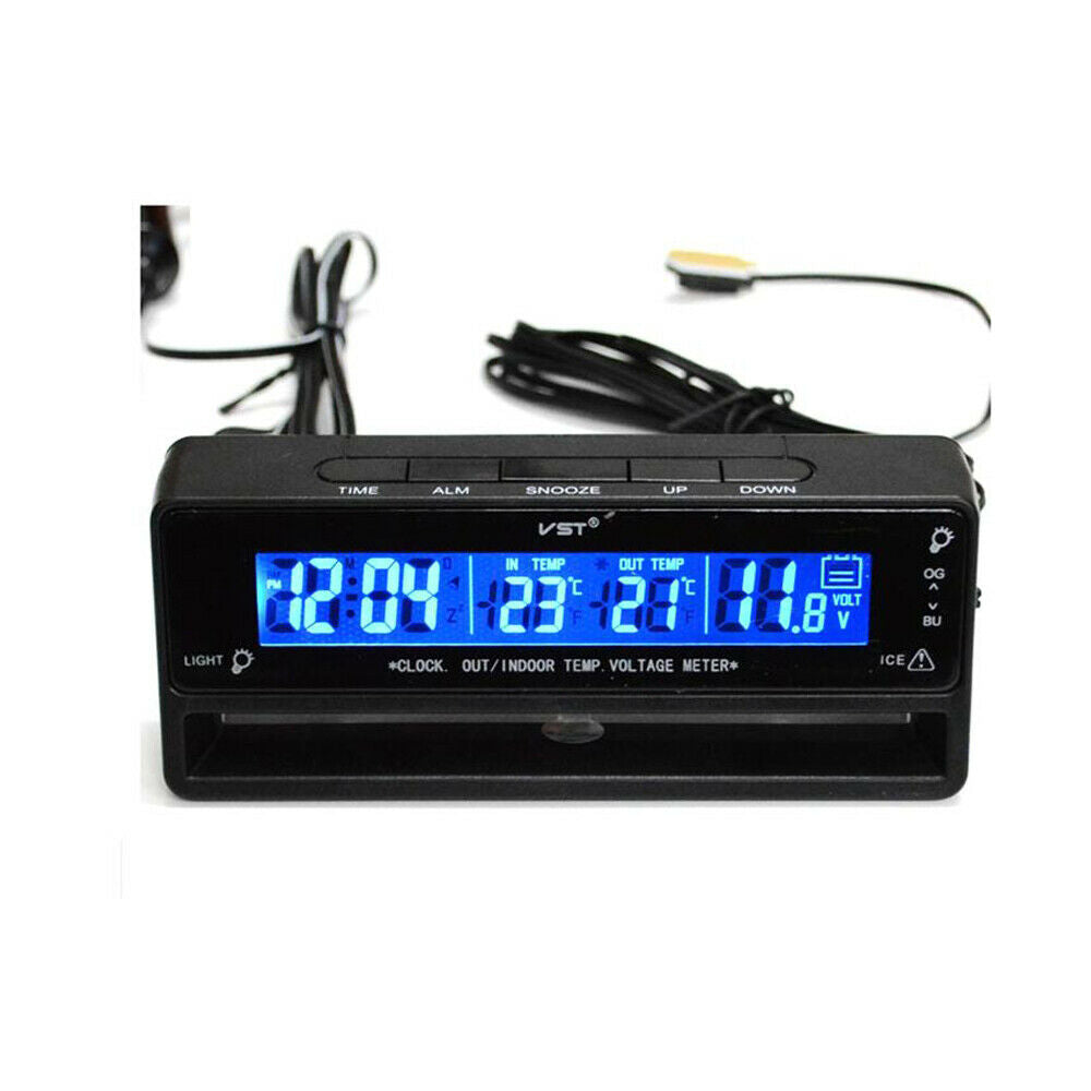 Car Auto LCD Backlight Digital Clock Thermometer Inside Outside Temperature