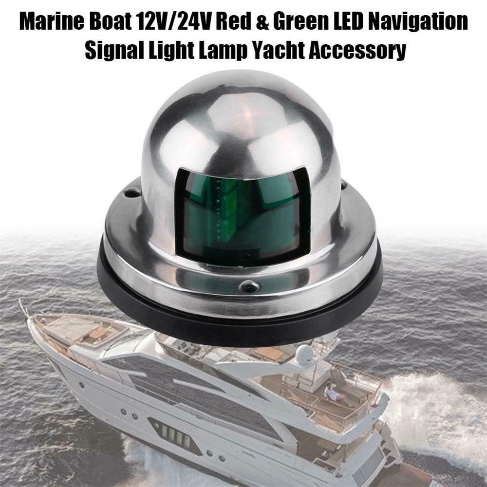 12V Marine Boat Stainless Steel Bow Navigation Light LED Red & Green Yacht Lamp