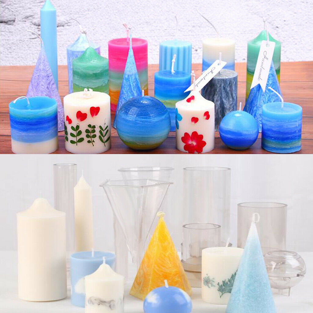 Prettyia Pyramid Sphere Square Shaped Candle Mould Plastic Moldel DIY Molds