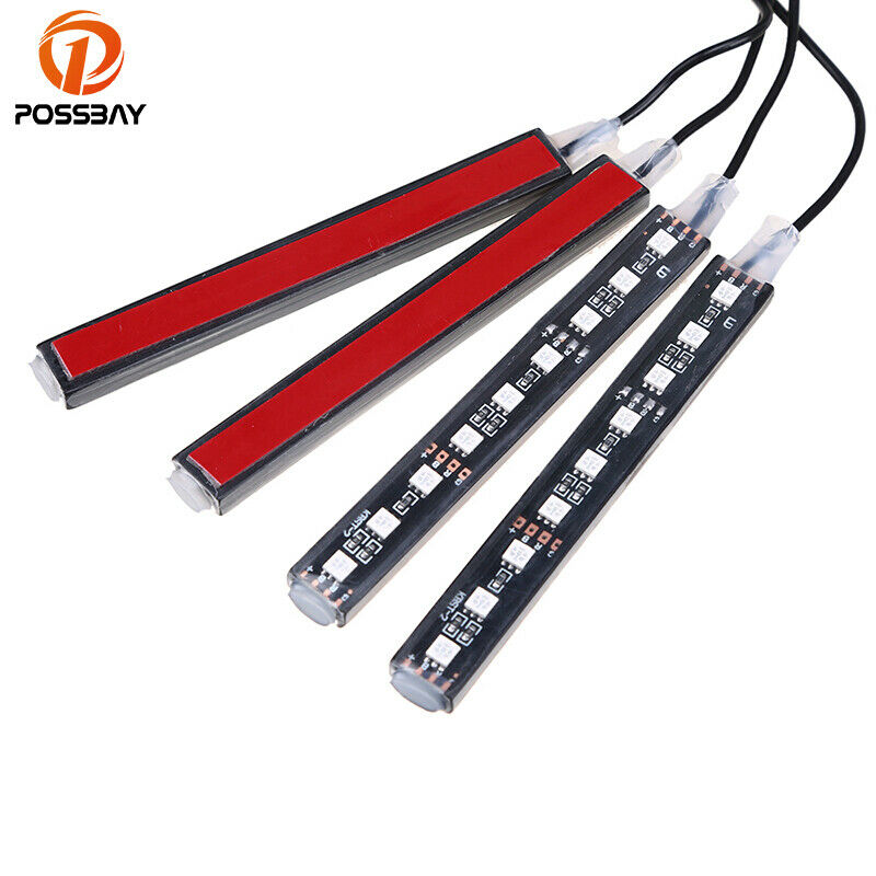 4x Car Auto Atmosphere White Lights LED Lights Strip+Cigarette Lighter Universal