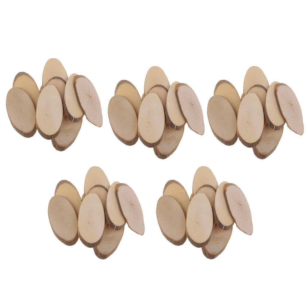 50Pcs Wooden Log Slices Natural Tree Bark Decorative Disc Woodworking Tree