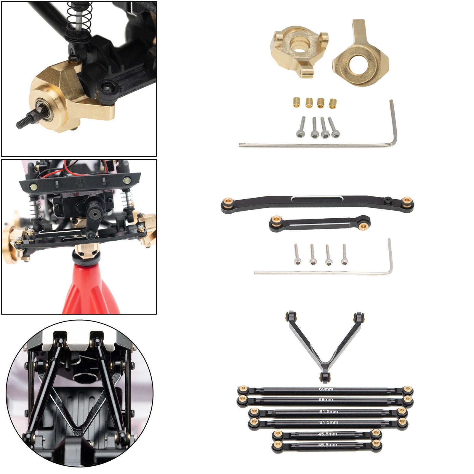 Steering Joint Cups + Steering Rod + Linkage Kit for Axial SCX24 90081