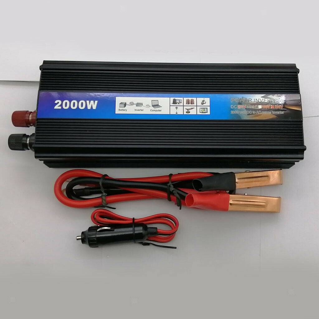 2000W Modified Sine Wave Solar Power Inverter 24V to 220V Converter Black