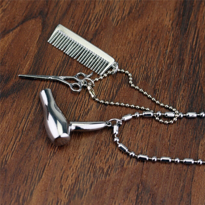 Hair Dryer/Scissor/Comb Dangle Pendant Necklace Hair Stylist Jewelry Gif Brp Pb