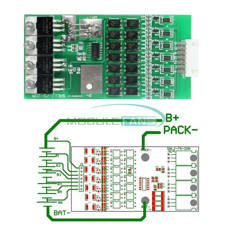 4V 20A 7S Cells 2 W/Balancing Li-ion Lithium Battery BMS Protection Board