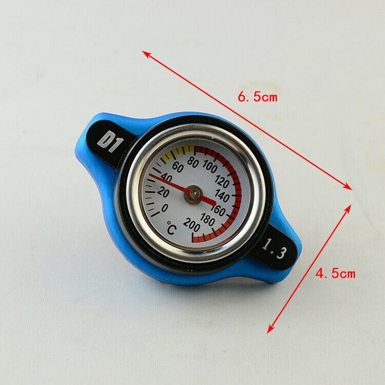 2pcs Thermost Radiator Cap Water Pressure Rating Temperature Temp Gauge 1.3Bar