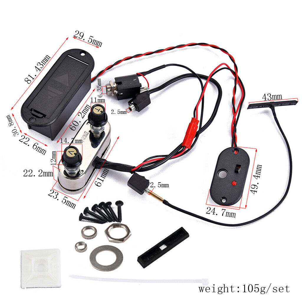 Electric Violin Pickup Amplifier EQ Preamp For Violin 3/4/4/4