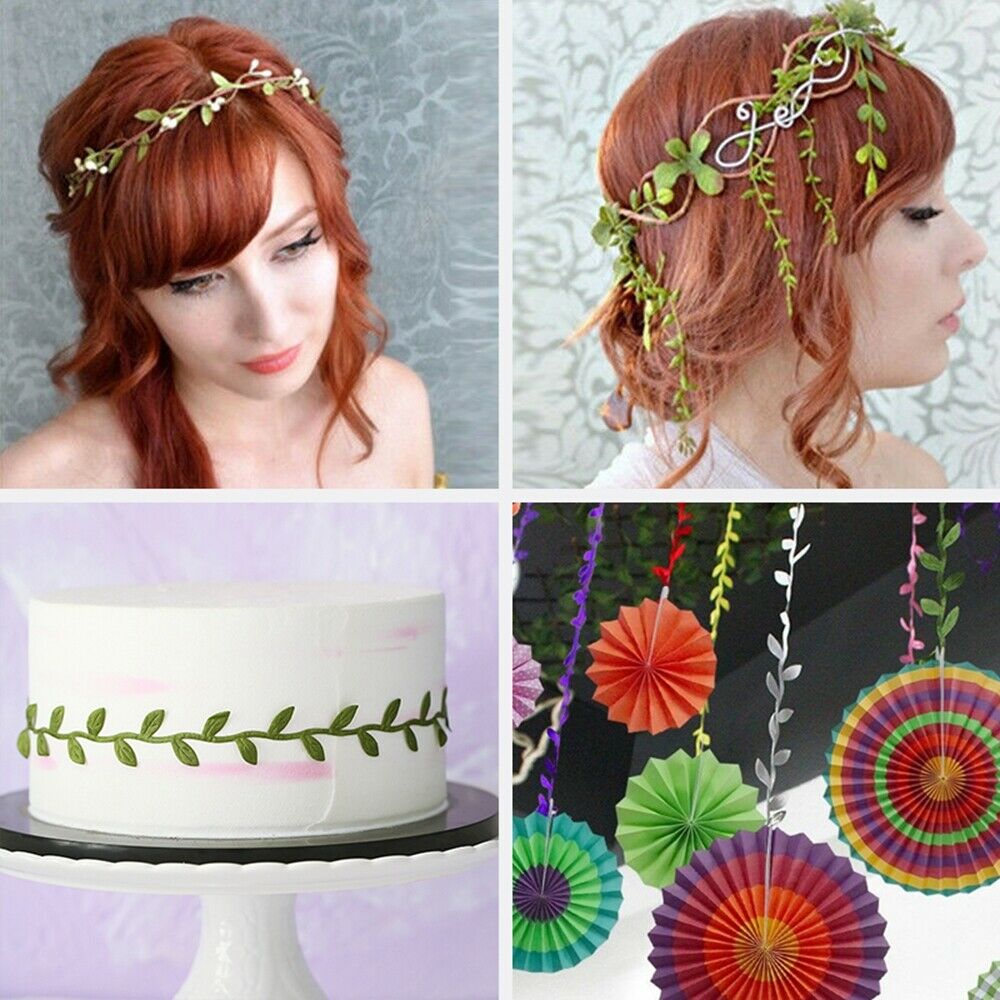 10M DIY Garland Green Leaf Wire Vine Rattan Artificial Flower For Diy Wreath