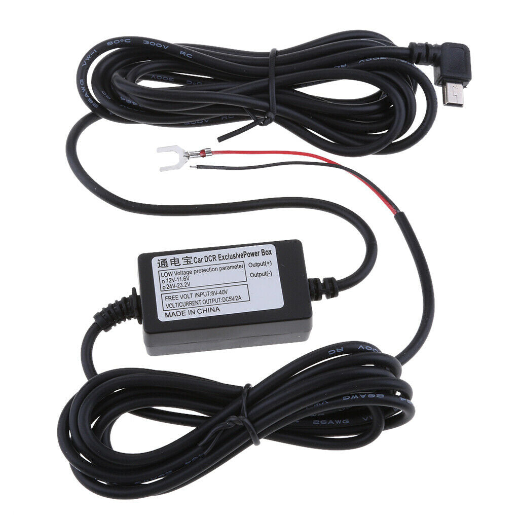 8/36V to 5V3A Car   Cam Hardwire Kits Left Bend Mini USB Head Cable 3.5M