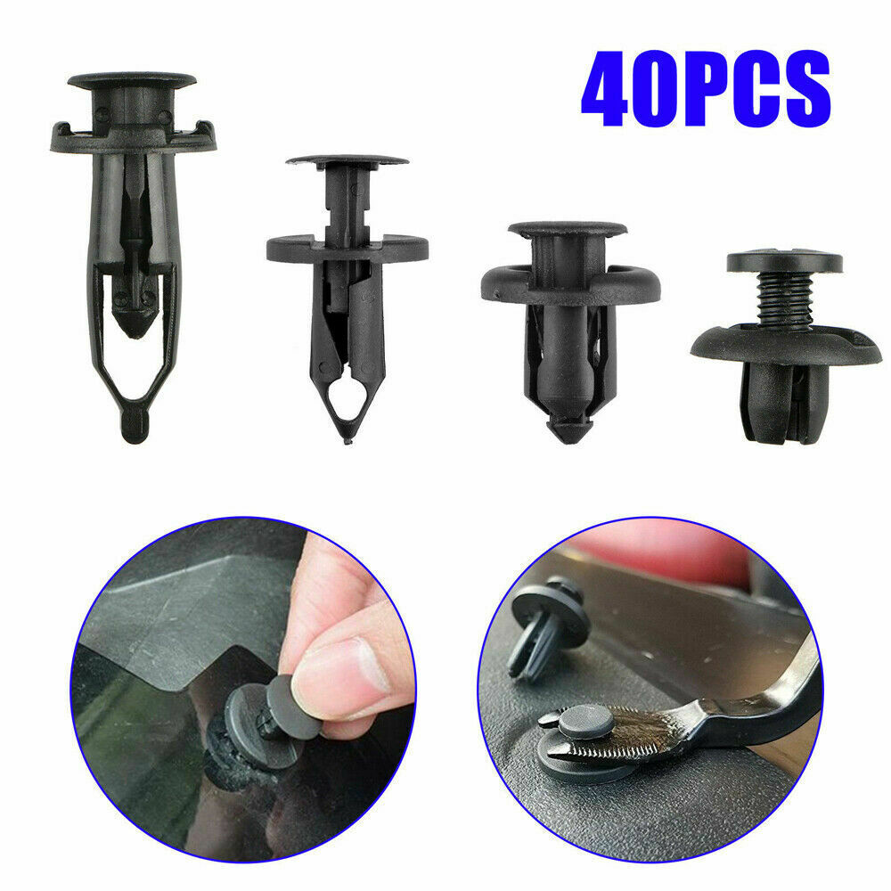 40Pcs Car Push Retainer Pin Body Bumper Rivet Trim Moulding Clip Accessories Kit