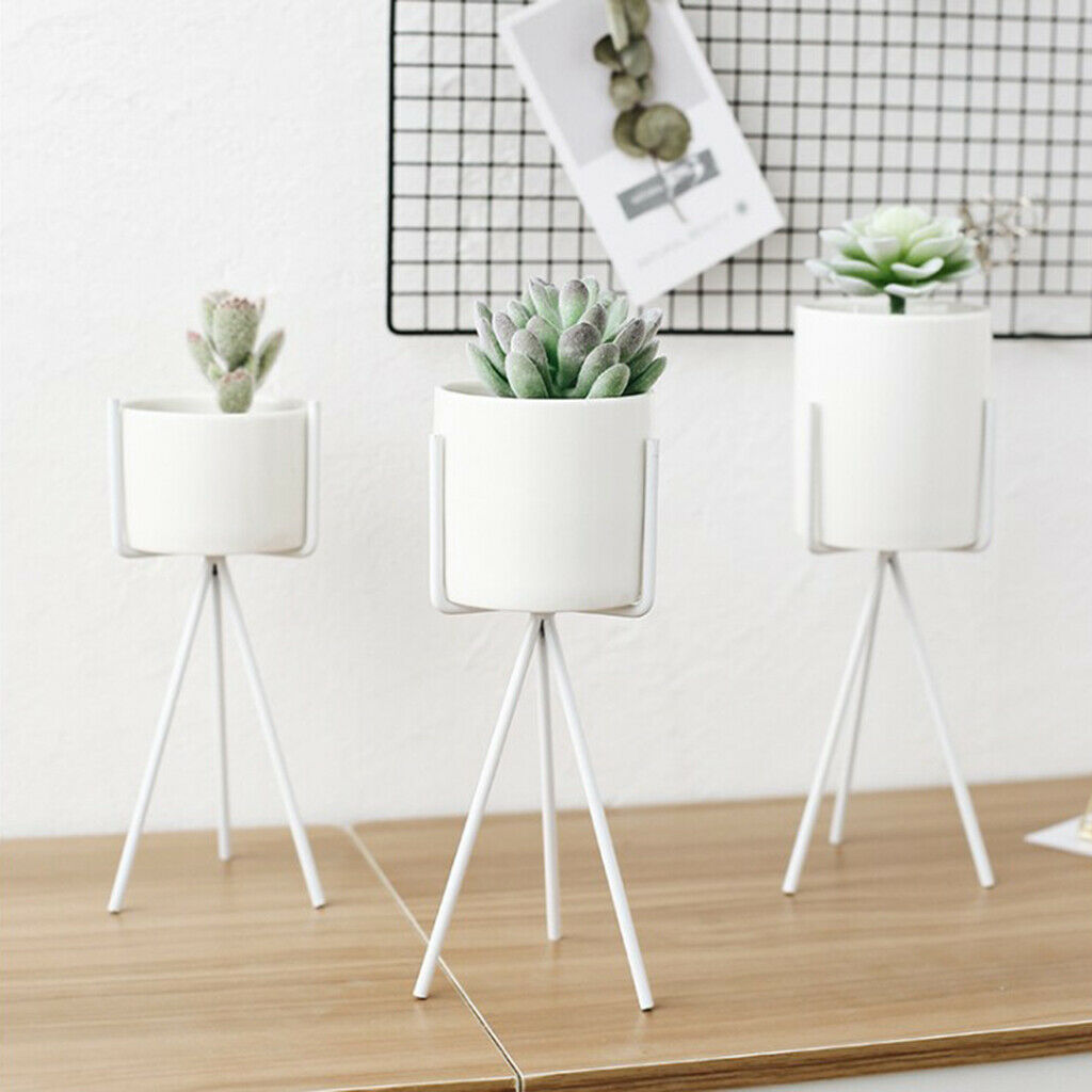 Nordic Style Ceramic Iron Art Vase Set for Home Office Decoration White-M